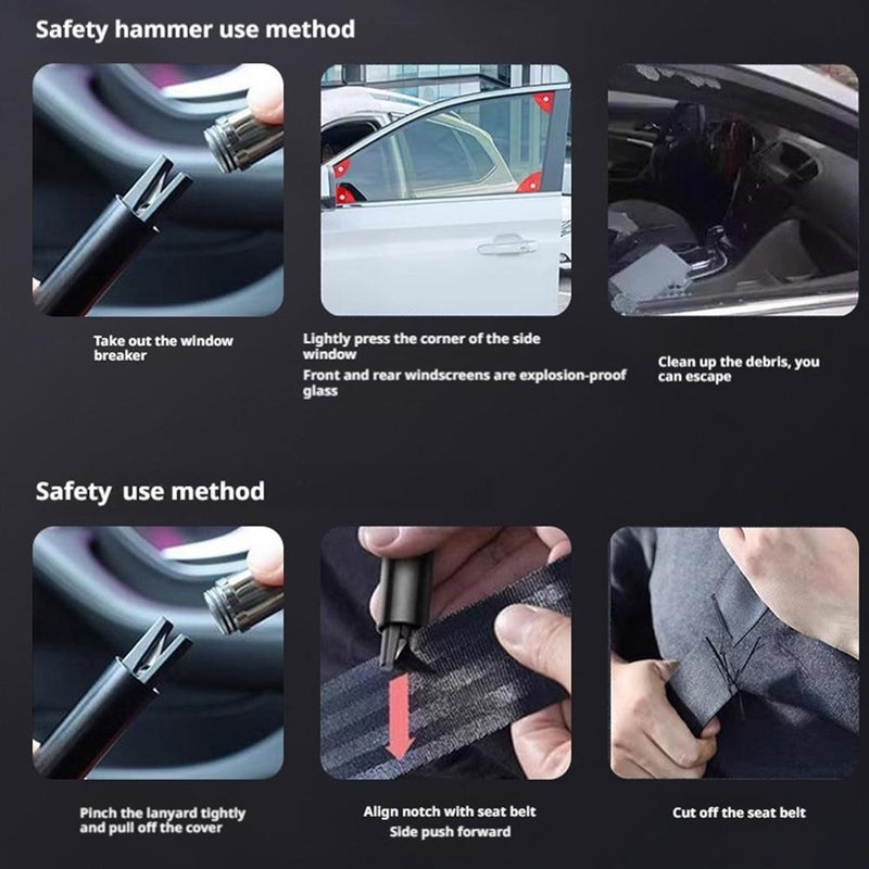 Tactical Car Emergency Escape Tool - Spring-Loaded Window Breaker & Seatbelt Cutter, 20KGF Impact Force, Underwater Use, Aluminum Alloy Life Saver with Mount Base - Image 5